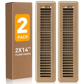 Floor Register 2x14 Inch Brown, Floor Vent Covers for Home Floor, Sidewall, Premium Finish Register Vent Covers with Easy Adjust Air Supply Lever, 2 Pack