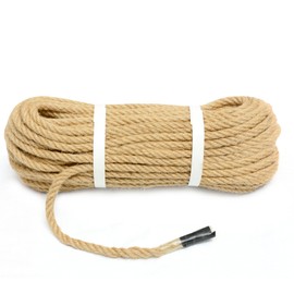 Hemp Rope 1/3 Inch 100 Feet Jute Rope, Twisted Hemp Rope for Deer, Thick Rope Tug of War Rope, Nautical Rope for Crafts, Home Decorating Gardening Bundling DIY Christmas Ornaments