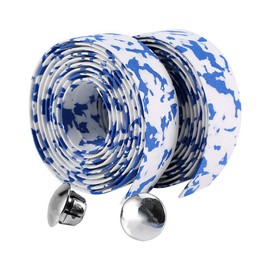 Colourful Bicycle Handlebar Tape Non-Slip Cycling Road Bike Parts Racing Handlebar Tape 2 Handlebar Plugs (Blue + White)