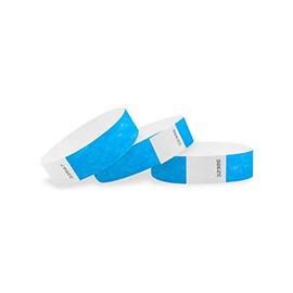 WristCo 3/4" Tyvek Wristbands | Lightweight |Durable | Waterproof | Great for Events and Screening | Neon Blue | 100 Paper Wristbands