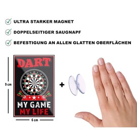 schilderkreis24 Funny Saying "Dart My Game My Life" Magnet Dart Decoration Fridge Magnet Humour Funny Gift Idea Birthday Christmas 9 x 6 cm