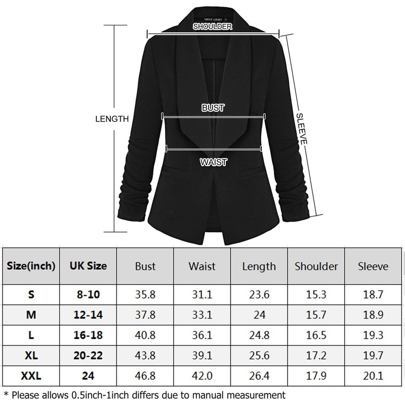 MINTLIMIT Women's Solid Patterned Formal Single Button Up Blazer Jacket，Burgundy,L