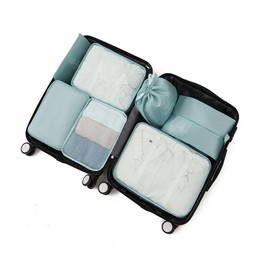 7 PCS Travel Storage Bags Packing Organizers Lightweight Waterproof Compression Pouches Packing Cubes for Clothes,bags (Light Blue)