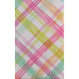 Colorful Brush Stroke Cross Line Pattern Vinyl Flannel Back Tablecloth (52" x 70" Oblong)