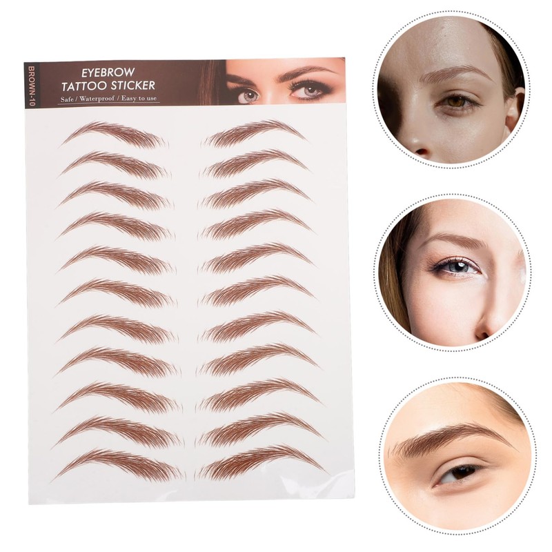 Healeved 12 Sheets Waterproof Eyebrow Stickers Natural Simulation Eyebrows for