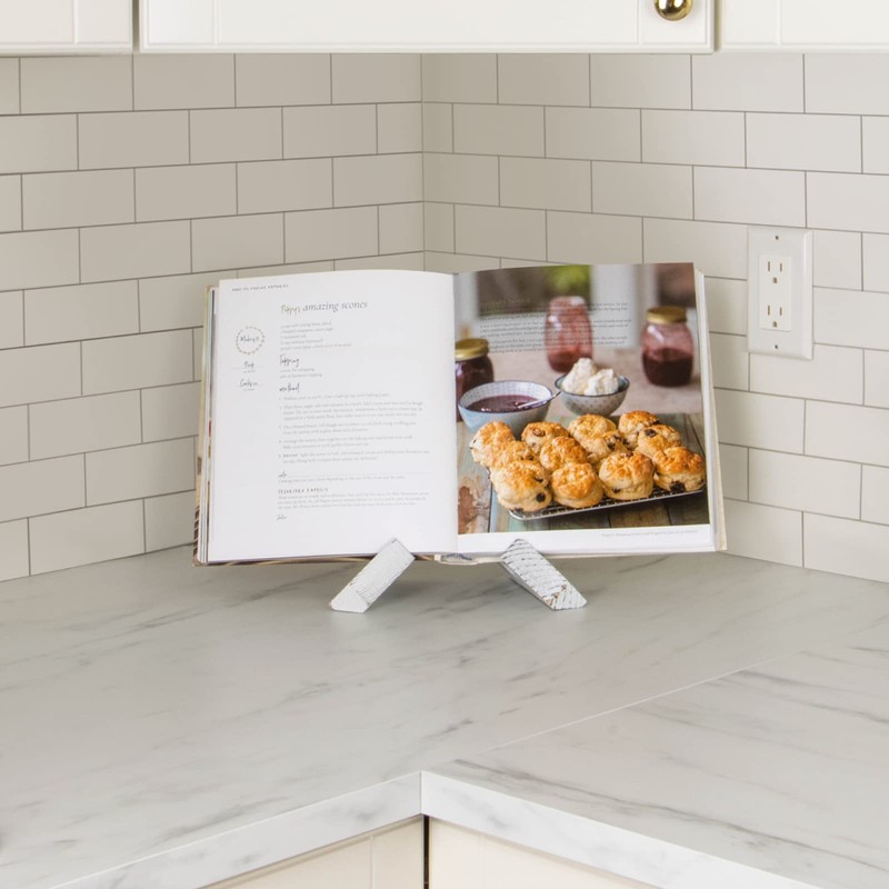 EFFORTICH Cookbook Stand, Wooden Recipe Book Holder, Cook Book Stand