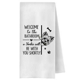 ChenCraty Funny Yorkshire Terrier Bathroom Hand Towels, Yorkshire Terrier Gifts for Women Men, Dog Lover Gifts Decorative Hand Towels for Bathroom Washroom Toilet Restroom, 16x24 Inches