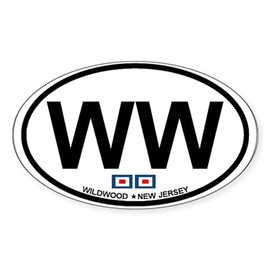 CafePress Wildwood NJ Oval Design Oval Car Bumper Sticker