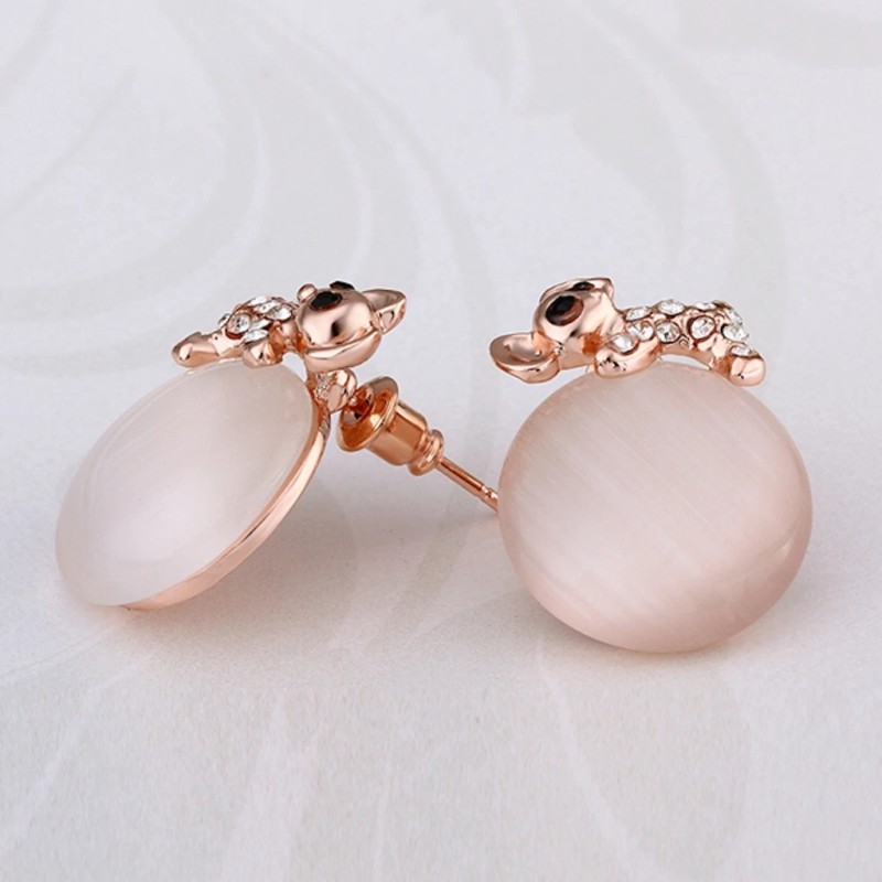 LZD 18K Rose Gold Zirconia Drop Stud Earrings L93