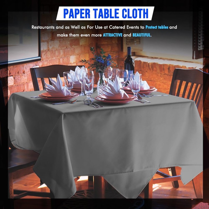 Venuscello 6 x Silver Paper Table Cover Cloths, 90cm x