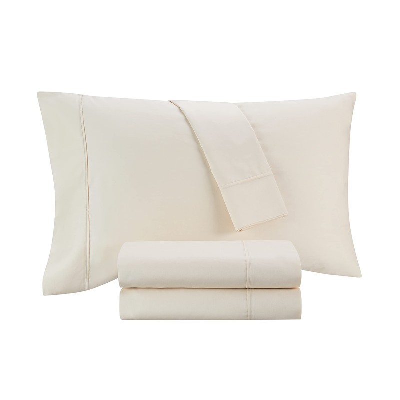 Waverly Cotton Cooling Solid Bedding Sheets & Pillowcases Set, Full,