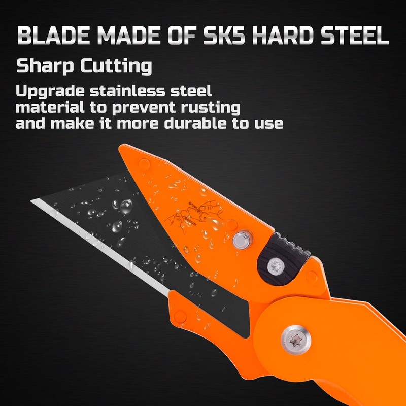 Lichamp 6-Pack Folding Utility Knife, Quick-Change Box Cutter with Razor