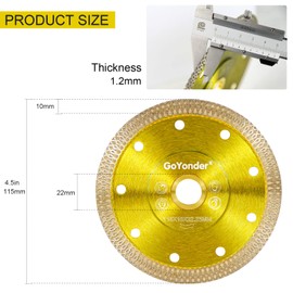 GoYonder 3 Pack 4.5"D115mm Super Thin Diamond Ceramic Saw Blade Porcelain Cutting Blade for Cutting Ceramic Or Porcelain Tile