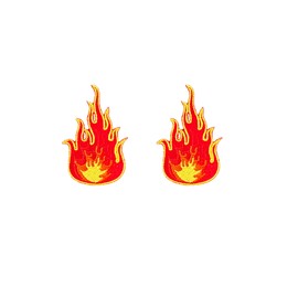 PLpatch Set of 2 pcs. Mini Red Flame Fire Burn Patches Cartoon logo1 Patches Sew Iron on Embroidered Applique Badge Sign Patch Clothing Costume