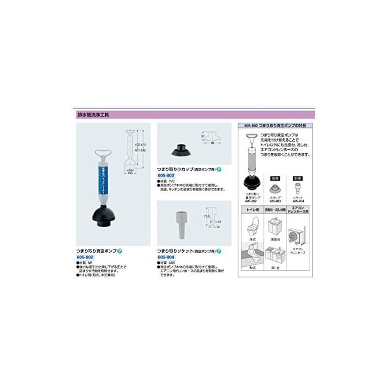 Kakudai 605-804 Drain Cleaning Tool Clog Remover Socket for Vacuum