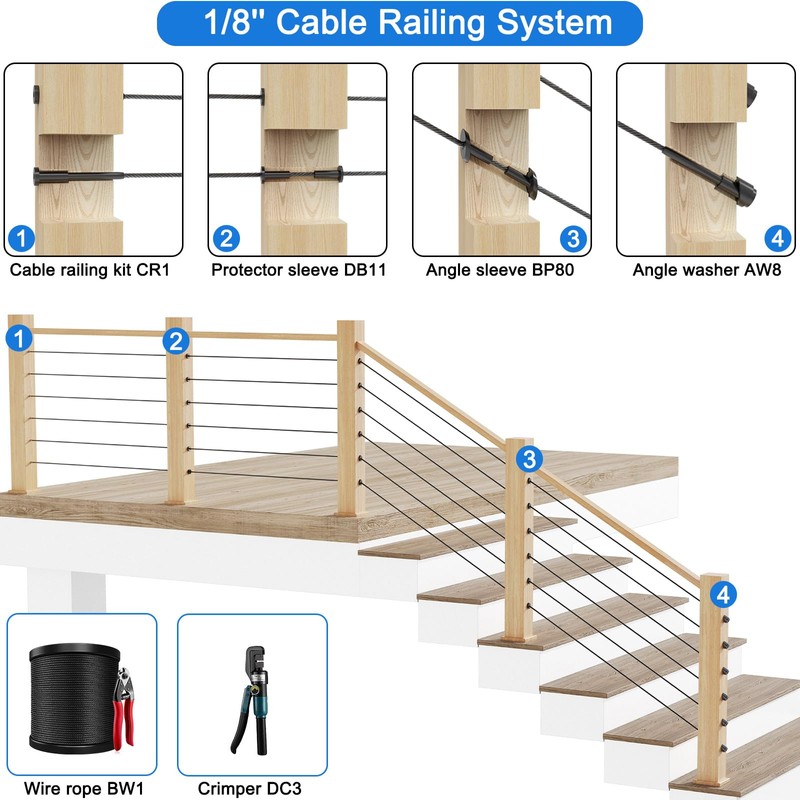 Steel DN Mate 10 Pack Black Invisible Cable Railing kit