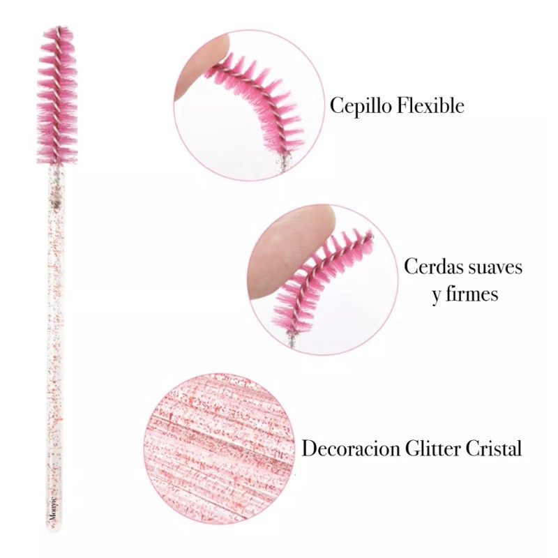 Xiaoya 200 Cepillos Desechables Glitter Para Extensión De Pestañas