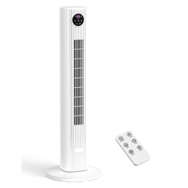 ZAFRO Tower Fan for Bedroom, 90° Oscillating Fan with 12H Timer, 37”Standing Fans with Remote, Bladeless Fan with 4 Modes & 3 Speeds, White