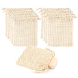 DODAMOUR 10 Pcs Soap Saver Pouch, Foaming and Drying Soap Net, Bar Soap Mess Bag for Exfoliating, Shower, Massage (Beige)