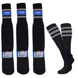 Hollywood Pro TUBE SOCKS BLACK WITH STRIPES 12-PAIRS BLACK RETRO OLD SCHOOL 22" LONG (BLACK GREY STRIPE)