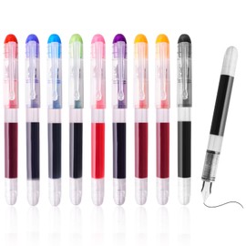 Disposable Fountain Pen for Writing 10PCS 0.5MM Quick Drying Fine Nib Smooth Colored Ink Point Pens Set for Calligraphy, Sketching, Journaling, Doodling, School Office Supplies
