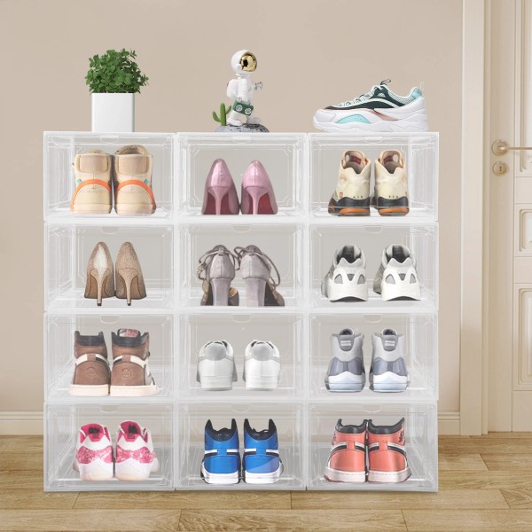 Unbranded 12 Pieces Acrylic Shoe Boxes Stackable Shoe Display Cases