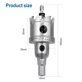 Hole Saw, 35 mm TCT Carbide Hole Saw Set, with Centring Drill for Stainless Steel Sheet Metal Aluminium Alloy Hole Drill Bit with Hex Wrench, Silver