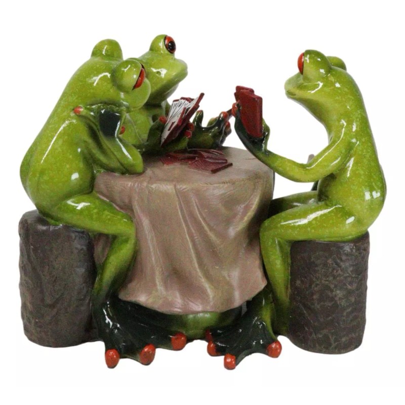 Cheaters' Royal Flush Trio Frogs Playing Poker Card At Gambling
