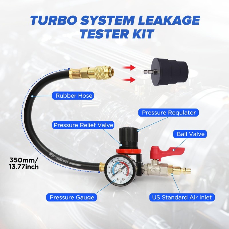 Turbo System Leakage Tester Kit,10 Pcs Boost Leak Tester with