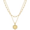 KissYan Initial Necklaces for Women, 14K Gold Plated Hexagon Letter