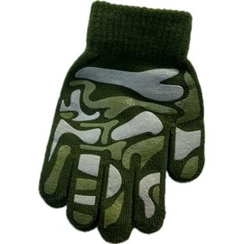 Gem Imports Kids Magic Gloves - Girls and Boys Soft Warm Thermal Stretchy Children's Gloves (Green Camoflage)