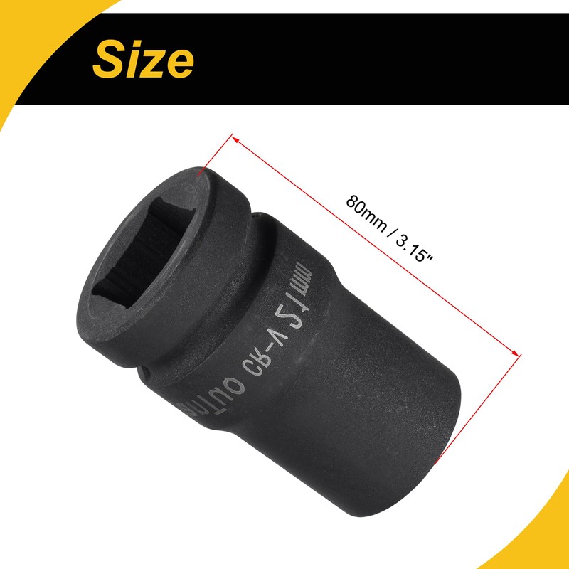 WorkBless 1" Drive by 21mm Square Impact Socket, 80mm Length