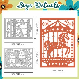 DELORIGIN Carousel Frame Cutting Parts for Card Making, Cutting Dies Made of Carbon Steel, Cutting Dies 2025 Embossing Stencils for Scrapbooking for Birthday Parties, Greeting Cards, Photo Albums