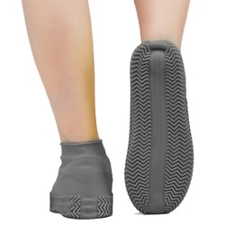 SUNGOOYUE 1 Pair Waterproof Silicone Shoe Cover Resuable Outdoor Rainproof Rain Shoe Covers for Men Women (Gray)