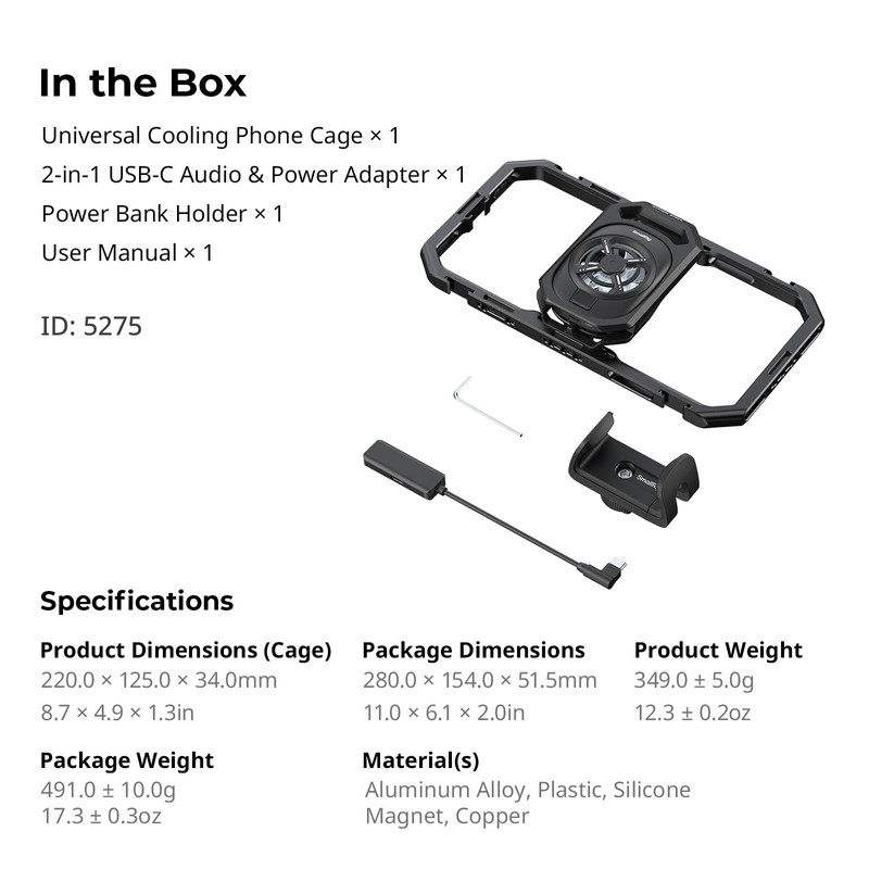 SmallRig 5275 Universal Cooling Smartphone Extension Cage