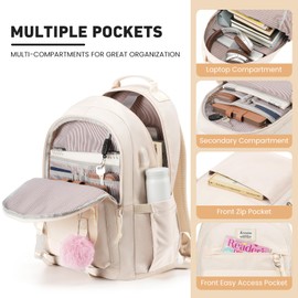 KROSIAS School Backpack for Teen Girls, 15.6 Inch College Backpack Elementary Middle High School Bag Large Cute Bookbags, Lightweight Laptop Backpacks Casual Daypack Kids Book Bag for Women Students