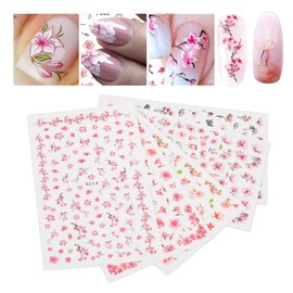 Pegatinas para Uñas Flores Pegatinas para Uñas Calcomanías para Uñas Suministros de Arte para Uñas en 3D Pegatinas para Uñas Lámina Deslizante Autoadhesiva con Hojas de Flores Secas Abalorios