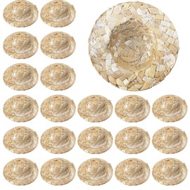 Cayway Pack of 30 Dolls Straw Hat Miniature Doll Hats Natural Straw Hat Mini Handcraft for Decoration DIY Jewellery Accessories Dollhouse Fairy Garden Accessories