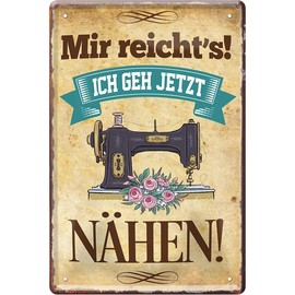 What Women Like Women Hobby Decorative Metal Sign Wall Sign Door Sign Funny Gift Idea Birthday Christmas Funny Sayings 20 x 30 cm Sewing Machine - Ich glaube, Ich geh Nähmaschine 1397