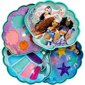 Townley Girl The Little Mermaid Clam Beauty Compact Set Kit with Lip Gloss Palette, Makeup Set for Kids Girls, Ages 3+ Perfect for Parties, Sleepovers and Makeovers
