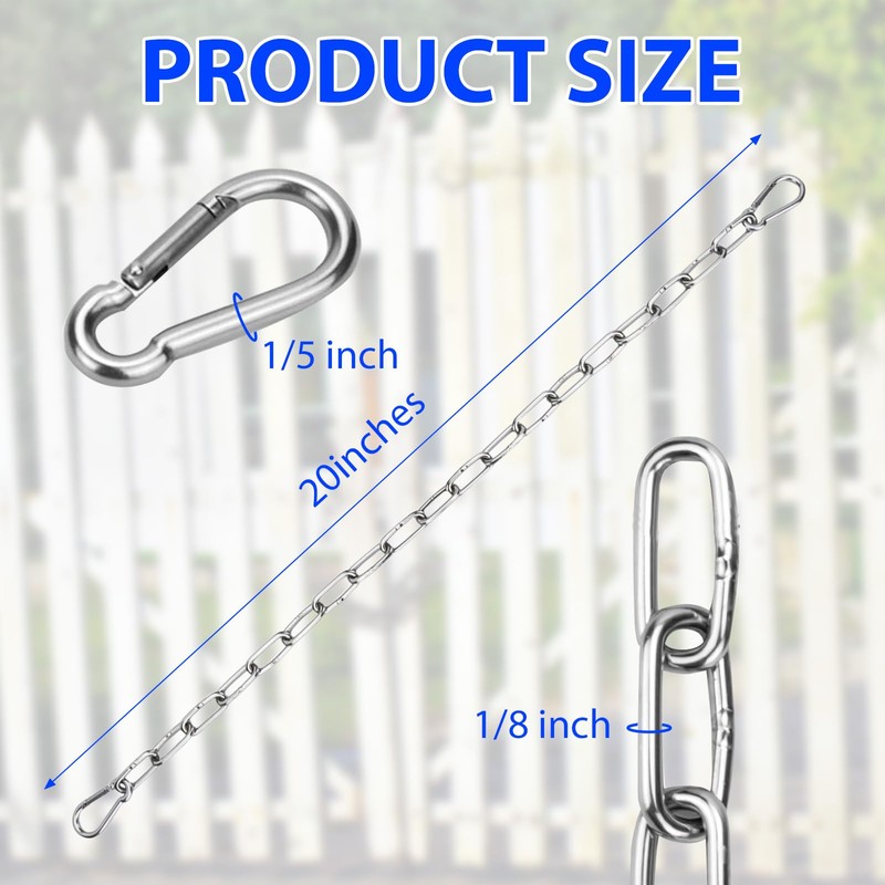 Gate Chain Lock with Carabiners Barn Chain Link 20'' Gate
