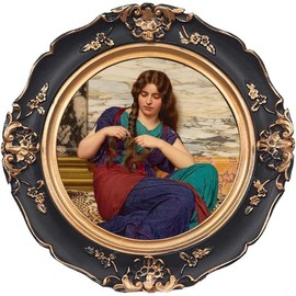 Vintage Picture frames 3x3,Luxury Antique Photo Frames With Golden Embossed Flower Furnishing, Retro Style Decor, Wall and Tabletop Display, Art Gallery (3 * 3-Green) - Color: Black Round