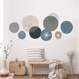 TOARTi Boho Mid-Century Wall Decals Round Modern Peel and Stick Wall Stickers for Nursery Bedroom Living Room Office Home Decor