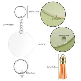 30 Pieces Acrylic Key Ring Blanks Set, Blank Key Ring DIY Set for Crafts, with 30 Colourful Tassels Pendants & 30 Key Rings for DIY Craft Set Accessories