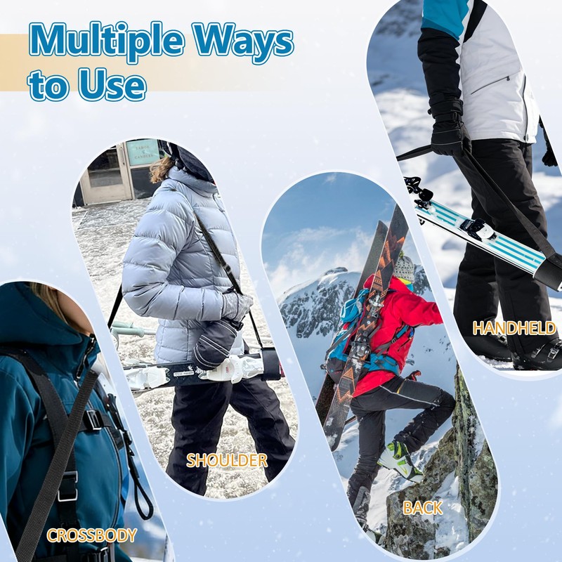 Ski Boot Straps, Adjustable Skis Shoulder Carrier Strap with Protector