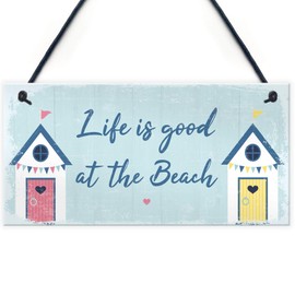 RED OCEAN Beach Sign Nautical Theme Hanging Plaque Hot Tub Garden Summer House Sign