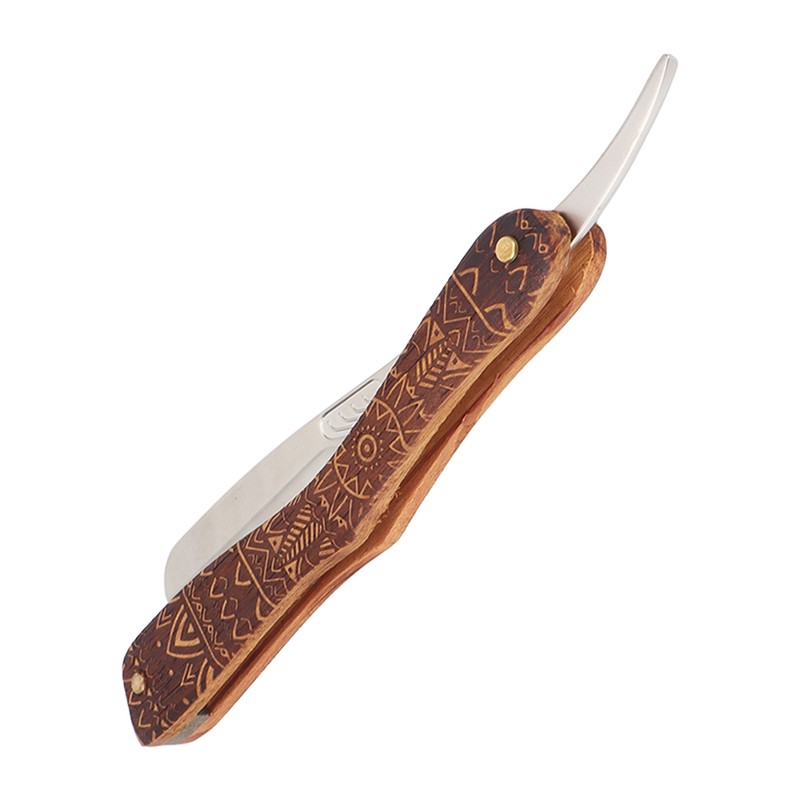 Men Manual Razor Redwood Handle Shaver Zinc Alloy Blade Straight