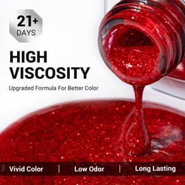 MelodySusie Thick Red Glitter Gel Nail Polish,0.5fl oz Soak Off UV LED Sparkle Red Glitter Gel Polish Nail Art Manicure Salon DIY Nail Design Decoration at Home Christmas Gift for Women-z049