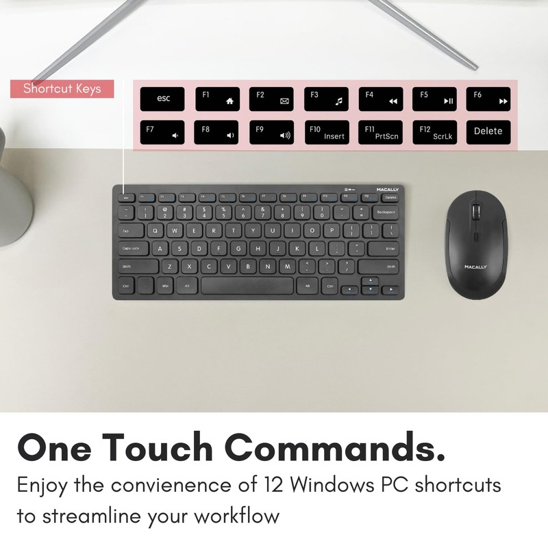 Macally Small Wireless Keyboard - 2.4G Ergonomic & Comfortable Mini