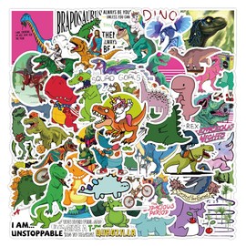 50PCS Dinosaur Cartoon Stickers for Laptop Water Bottle Luggage Snowboard Bicycle Skateboard Decal for Kids Teens Adult Stickers